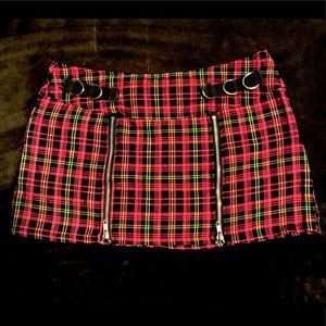 VINTAGE LIP SERVICE Pink Punk Plaid Bondage Skirt